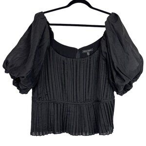 NWT‎ Banana Republic Black Puff Sleeve Pleated Top Women's Size 18 Whimsigoth